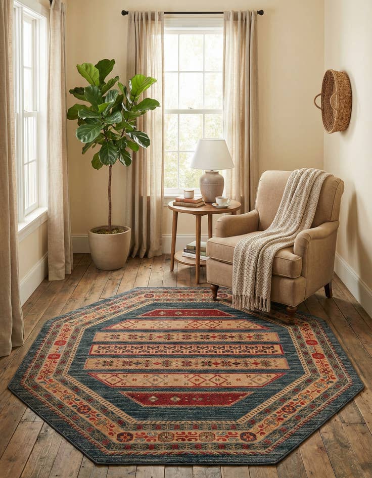 Detail image of 7' x 7' Kashkuli Gabbeh Octagon Rug