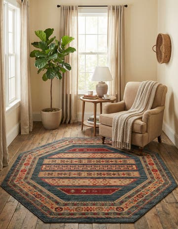 Blue Kashkuli Gabbeh Octagon Rug