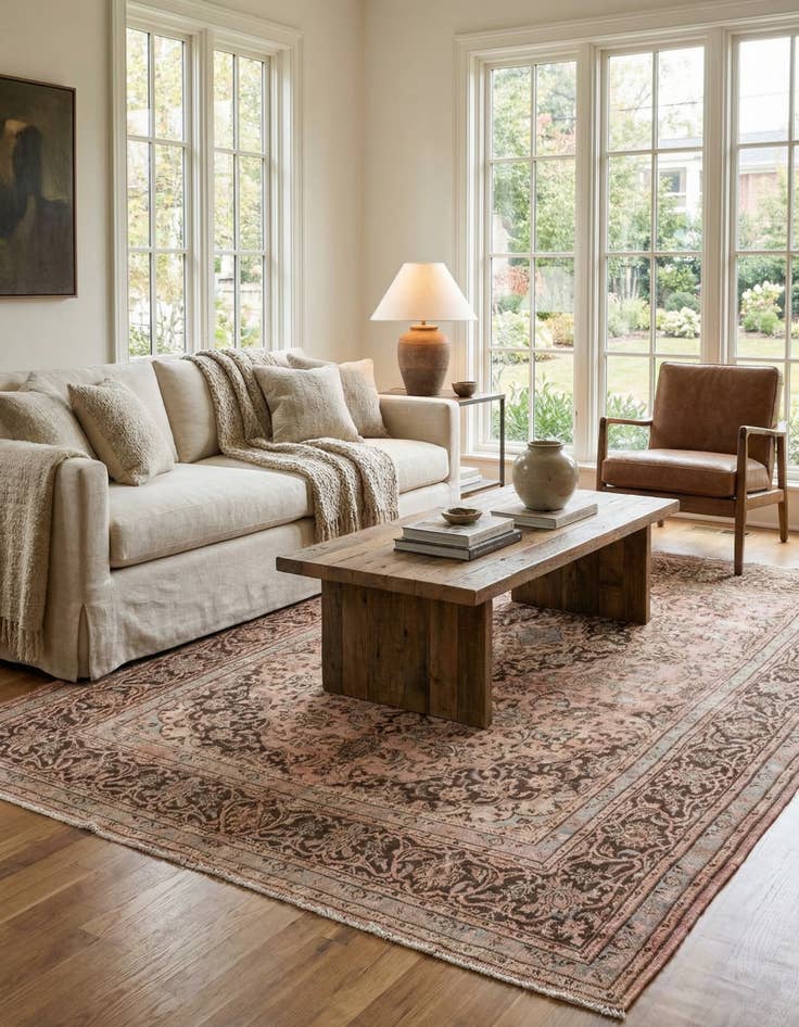 Detail image of  6' 3 x 7' 9  Hand Knotted Ultra Vintage Persian Wool Rug