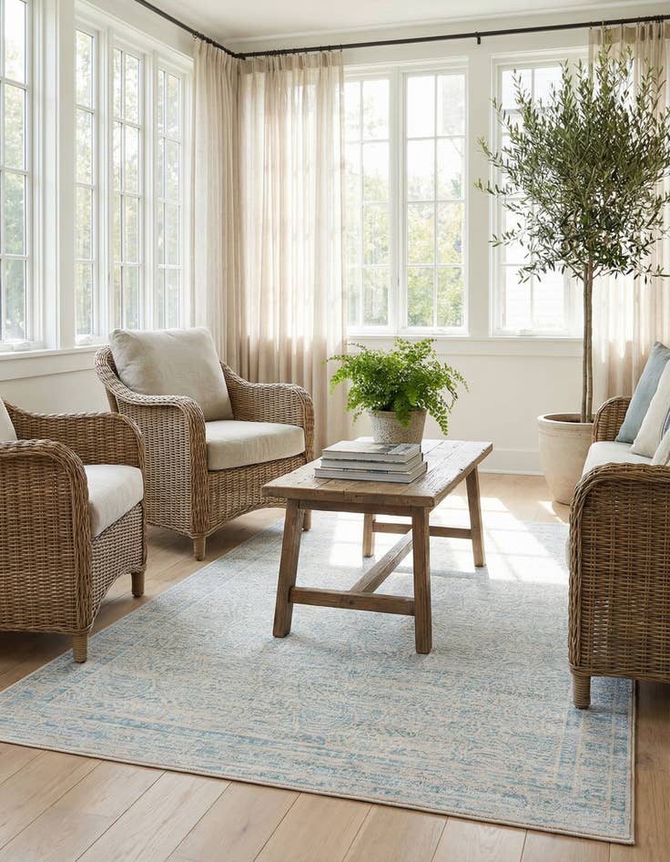 Detail image of 4' 10 x 8' Aqua Rug