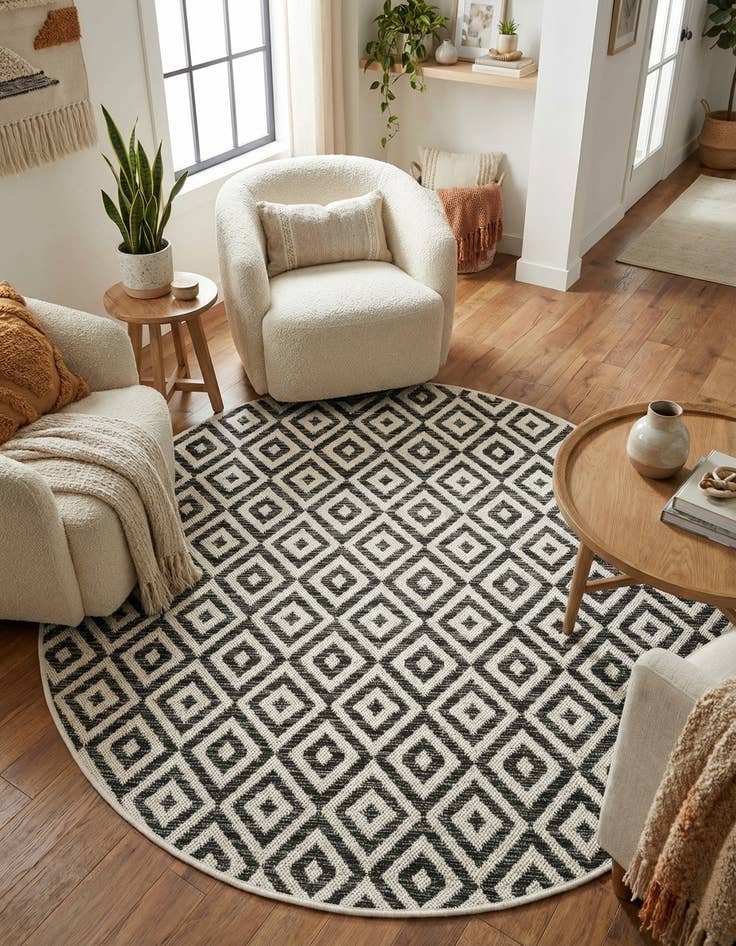 Detail image of 4' x 4'  Washable Jill Zarin Costa Rica Indoor / Outdoor Round Rug