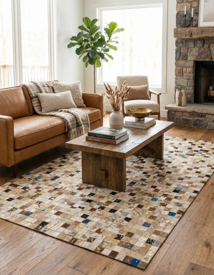 Detail image of 4' 1 x 6' Cowhide - Patchwork Rug