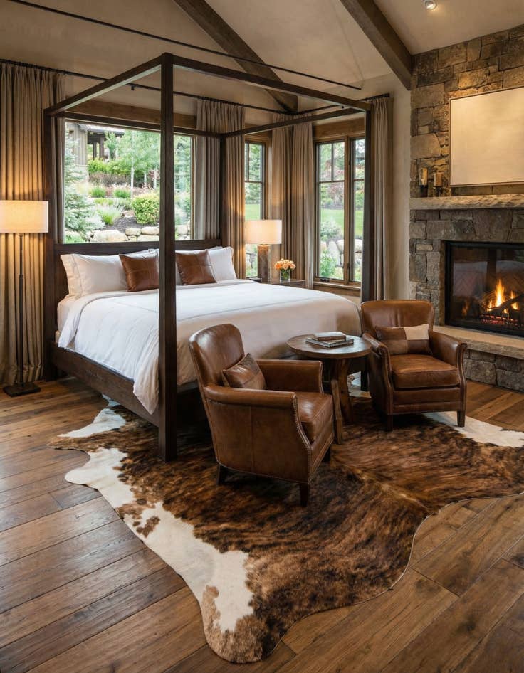 Detail image of 7' 5 x 7' 11 Cowhide Leather Square Rug