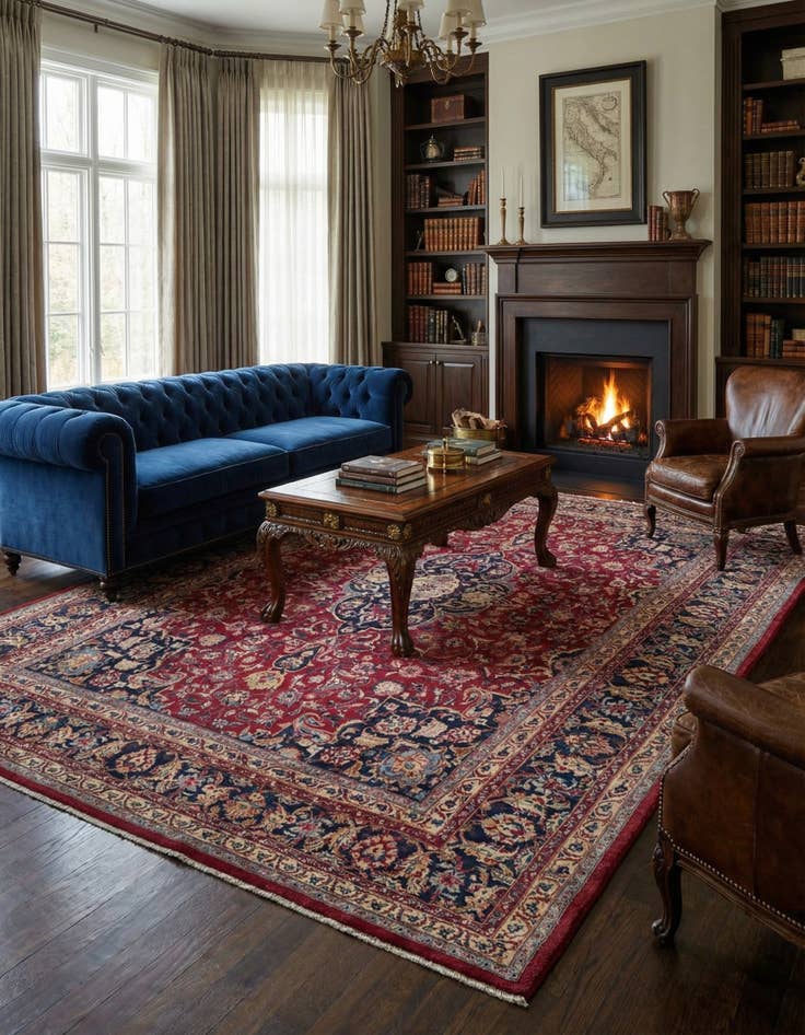 Detail image of 9' 10 x 12' 6  Hand Knotted Mashad Persian Wool Rug