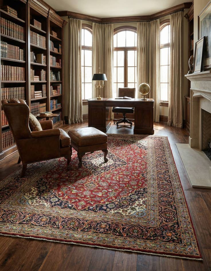 Detail image of 9' 8 x 12' 10  Hand Knotted Kashan Persian Wool Rug