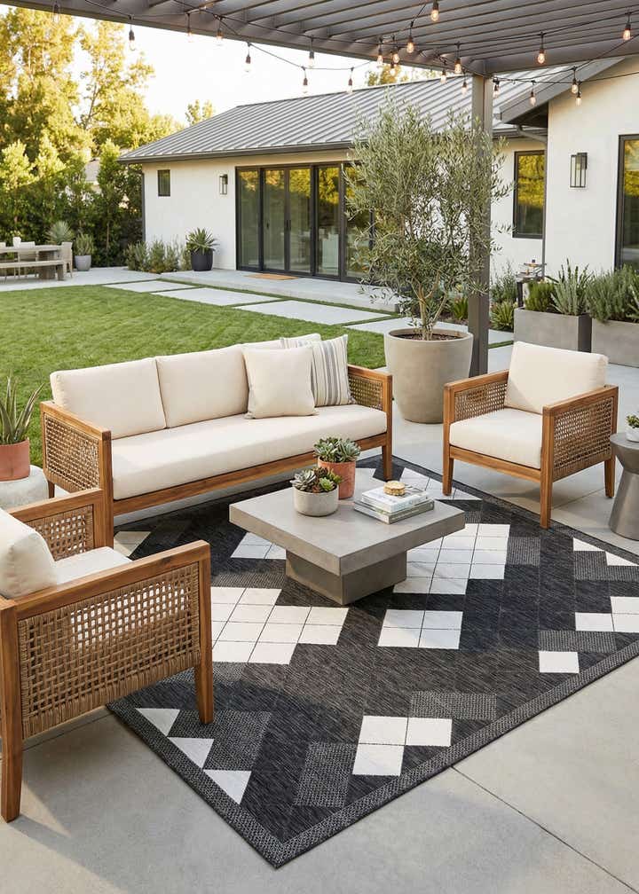 10' x 10' Easy-Clean Modern Indoor / Outdoor Square Rug