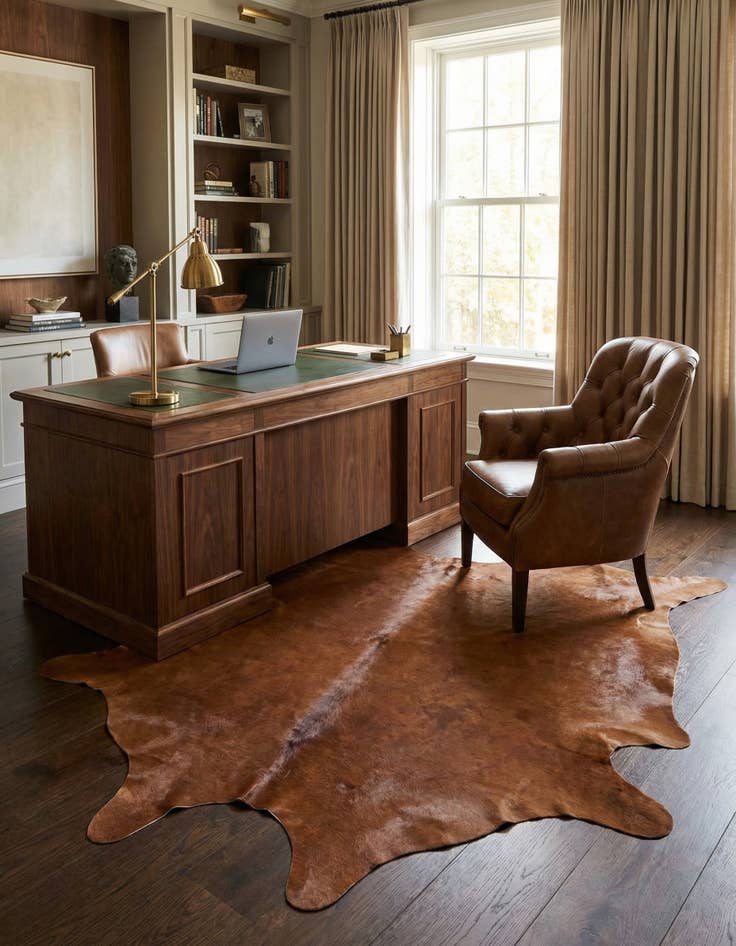 Detail image of 6' 2 x 6' 8 Cowhide Leather Square Rug