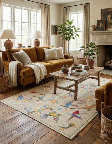 5' 4 x 7' 3 Hand Woven Kilim Suzani Wool Rug