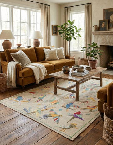 5' 4 x 7' 3 Hand Woven Kilim Suzani Wool Rug