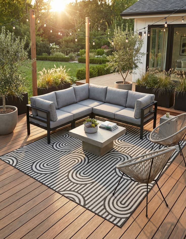 Detail image of 10' x 10'  Washable Modern Indoor / Outdoor Square Rug
