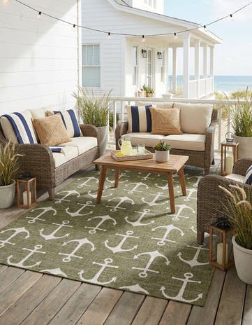 7' 10 x 11' Easy-Clean Coastal Indoor / Outdoor Rug