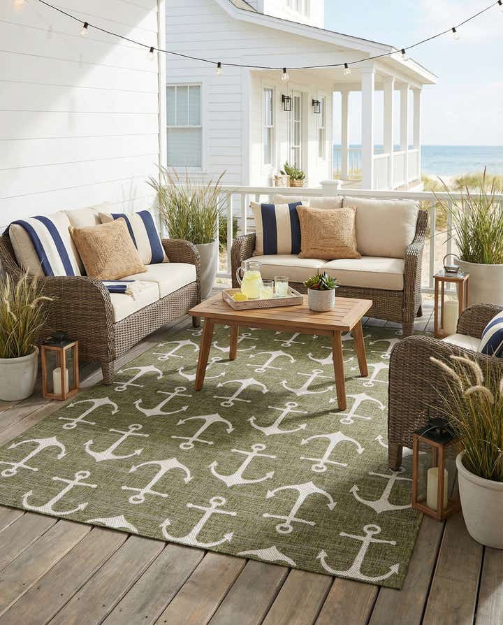 7' 10 x 11' Easy-Clean Coastal Indoor / Outdoor Rug