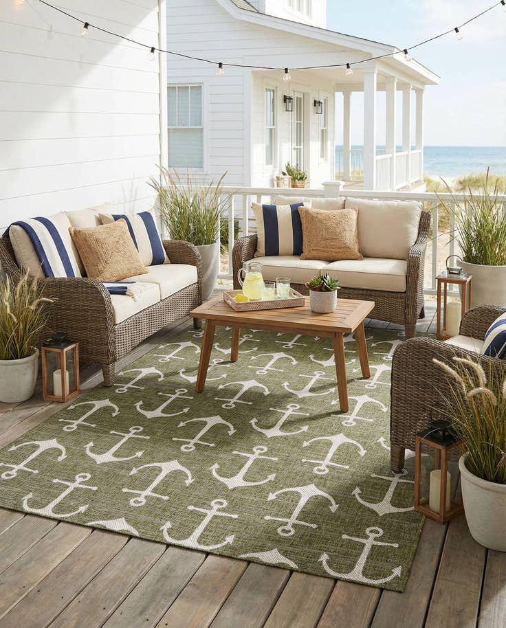 Detail image of 7' 10 x 11' Easy-Clean Coastal Indoor / Outdoor Rug