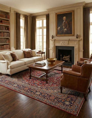 9' 10 x 13' 3 Hand Knotted Kashan Persian Wool Rug