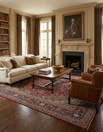 9' 10 x 13' 3 Hand Knotted Kashan Persian Wool Rug