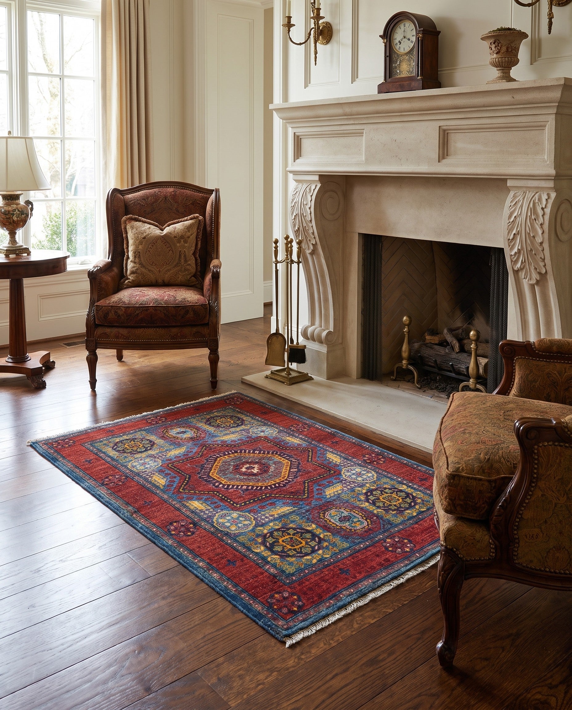 3' 6 x 5' 1 Hand Knotted Mamluk Ziegler Rug
