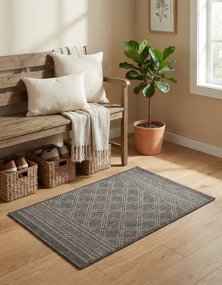 Detail image of  2' x 3' 1  Washable Lattice Indoor / Outdoor Rug