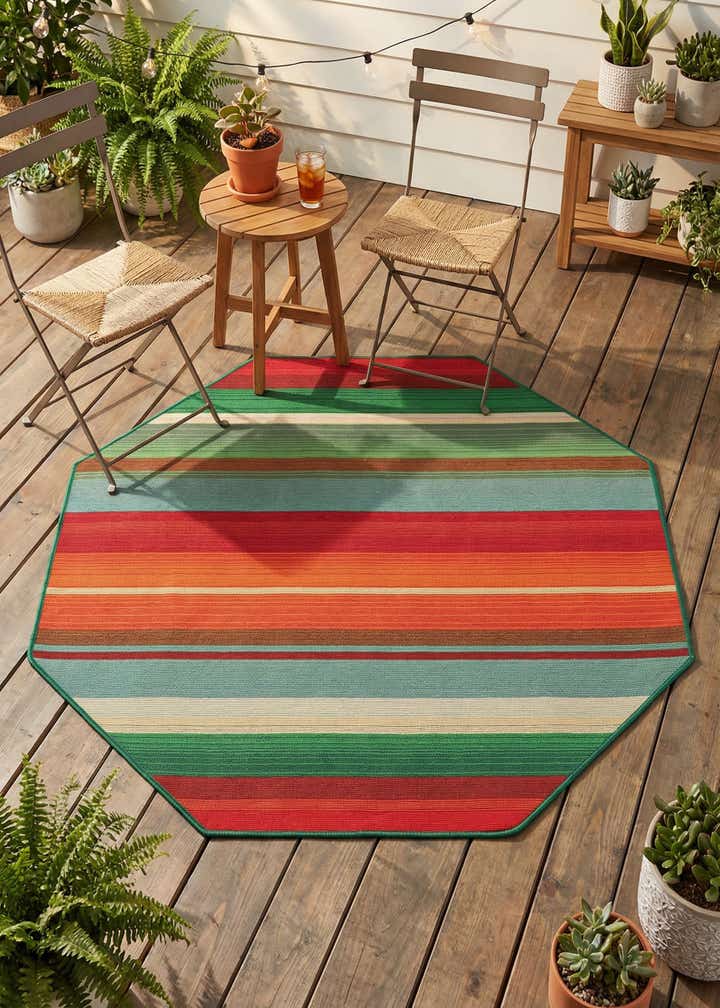 4' x 4' Easy-Clean Modern Indoor / Outdoor Octagon Rug