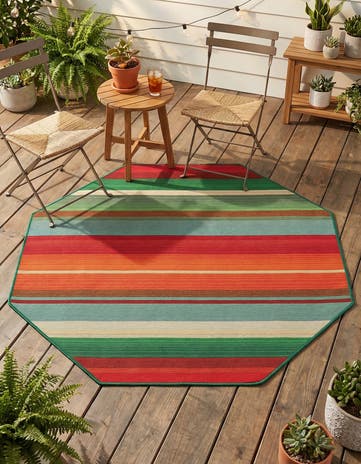 4' x 4' Easy-Clean Modern Indoor / Outdoor Octagon Rug