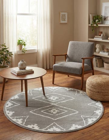 Gray Oslo Round Rug