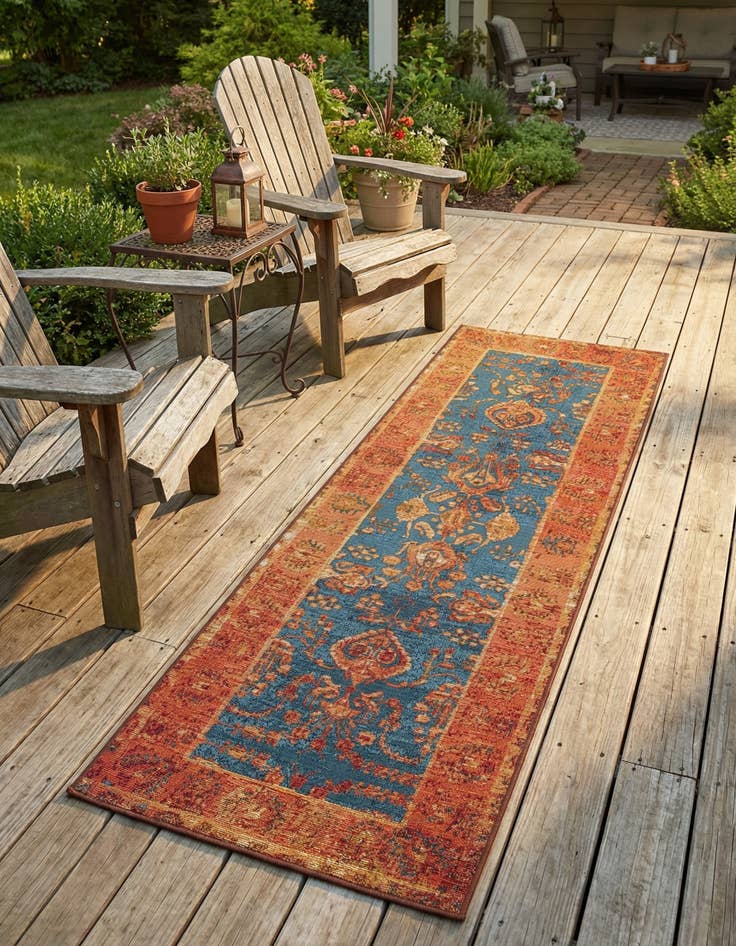 Detail image of 2' x 6'  Washable Traditional Indoor / Outdoor Runner Rug