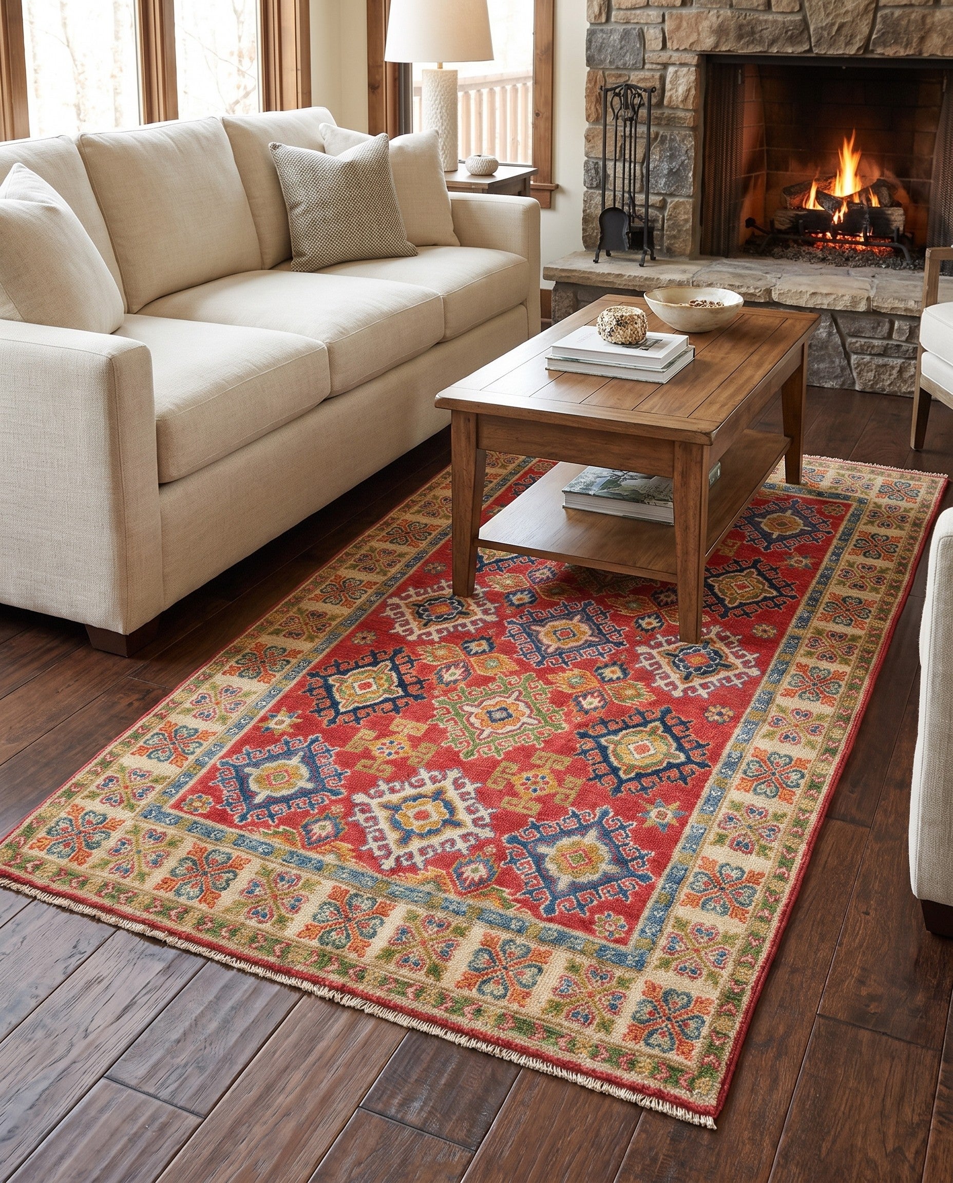4' 1 x 6' 6 Hand Knotted Kazak Rug