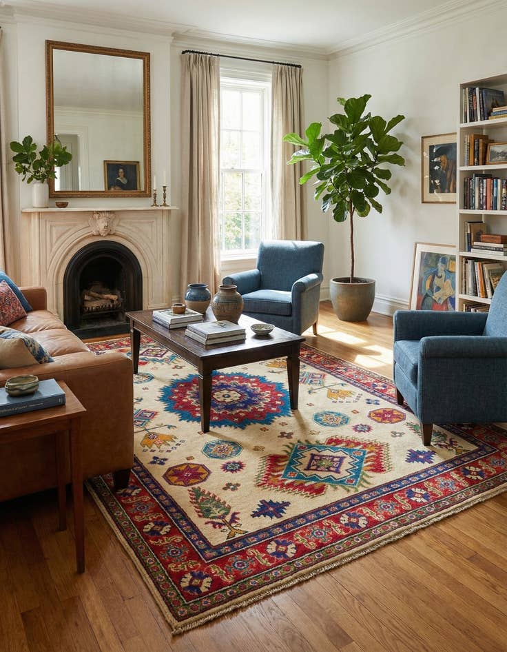 Detail image of 4' x 6'  Hand Knotted Kazak Rug