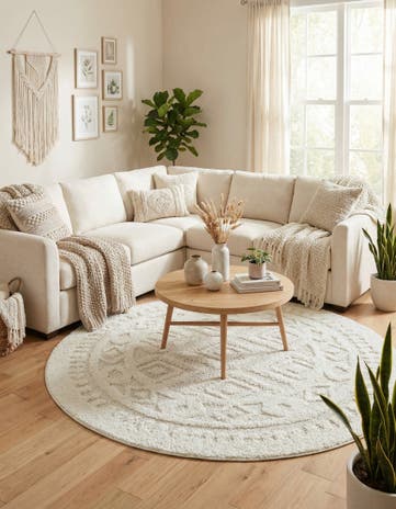 Ivory Boho Round Rug