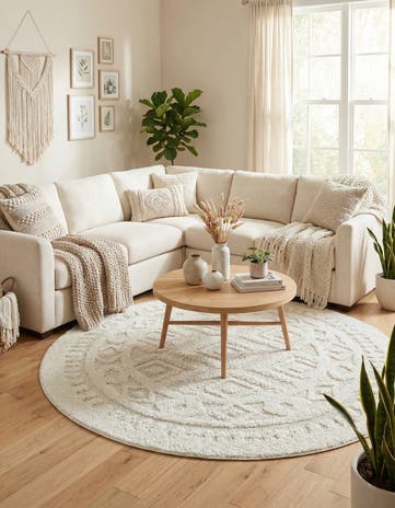 Ivory Boho Round Rug