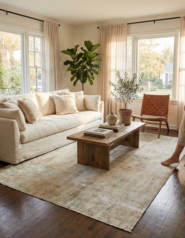 5' 10 x 9' Hand Knotted Ultra Vintage Persian Wool Rug