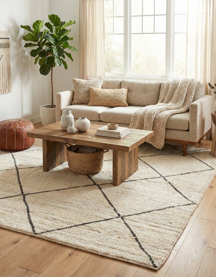 Detail image of 4' 10 x 7' 10 Hand Knotted Moroccan Wool Rug