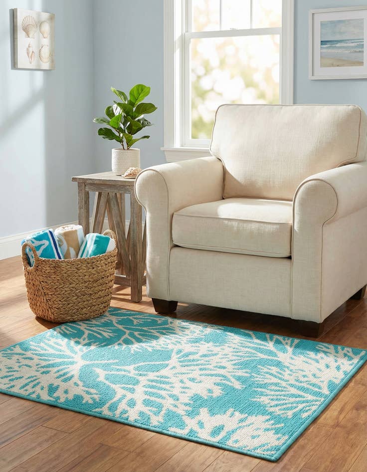 Detail image of 2' x 3'  Washable Coastal Indoor / Outdoor Rug