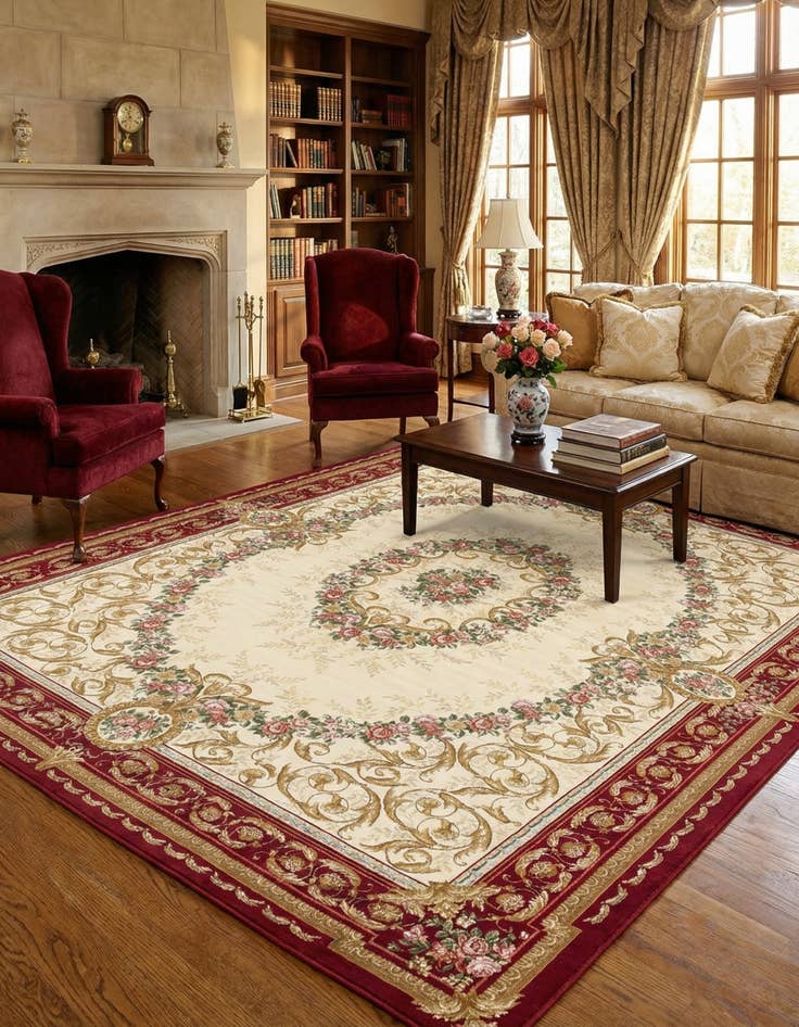 Detail image of 10' x 14'  Washable Traditional Indoor / Outdoor Rug