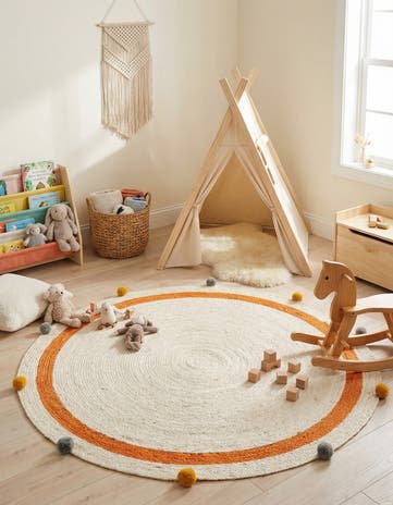 4' 1 x 4' 1 Hand Braided Kids Braided Jute Round Rug