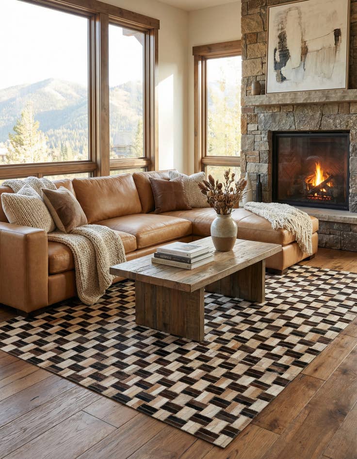 Detail image of  4' 11 x 7' 10 Cowhide - Patchwork Rug