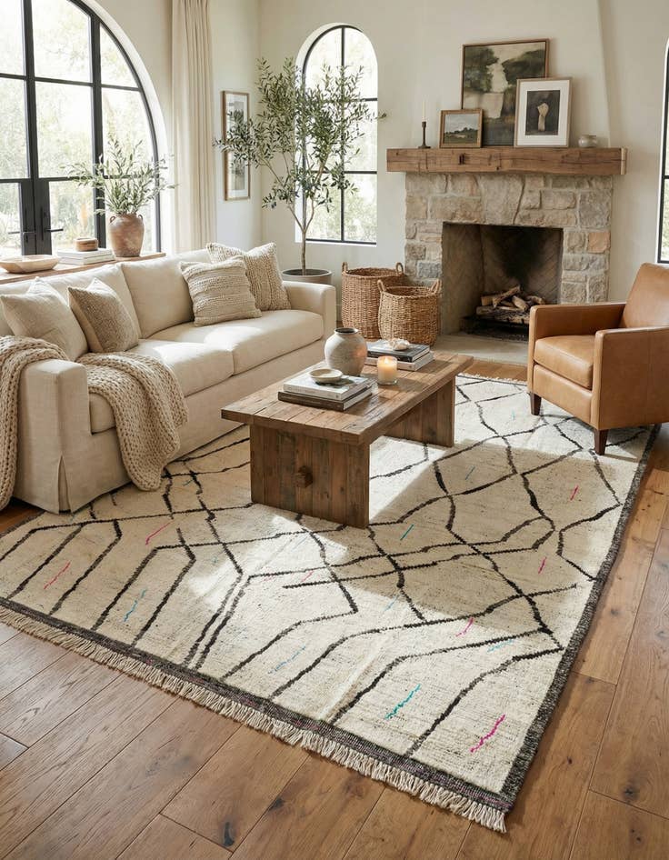 Detail image of 9' 1 x 12' 9  Hand Knotted Moroccan Wool Rug