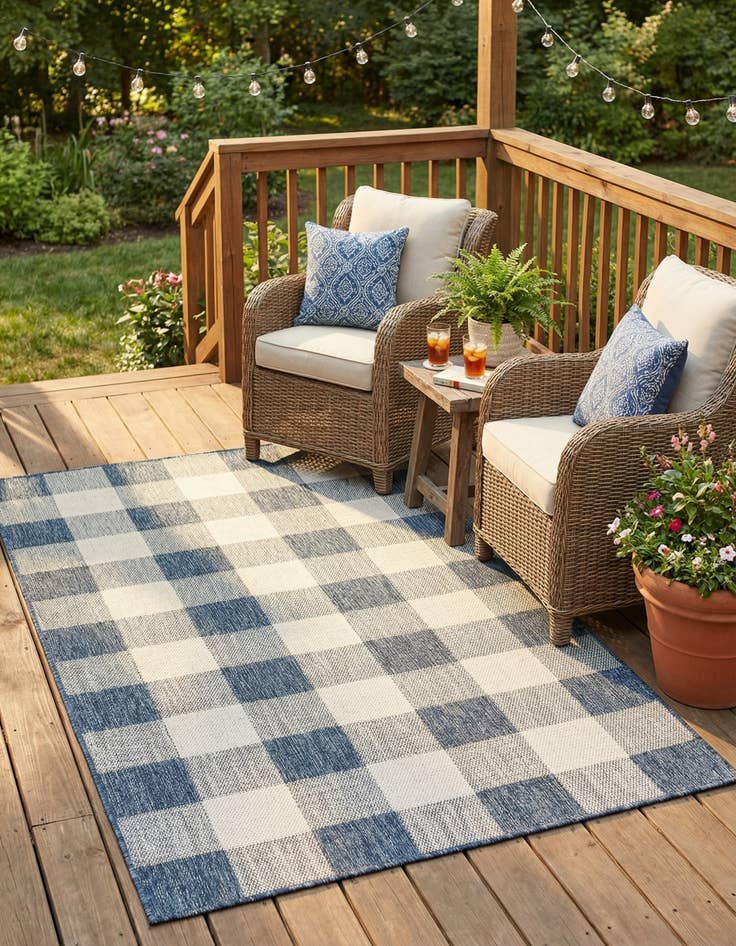 Detail image of 4' x 6' Easy-Clean Checkered Indoor / Outdoor Rug