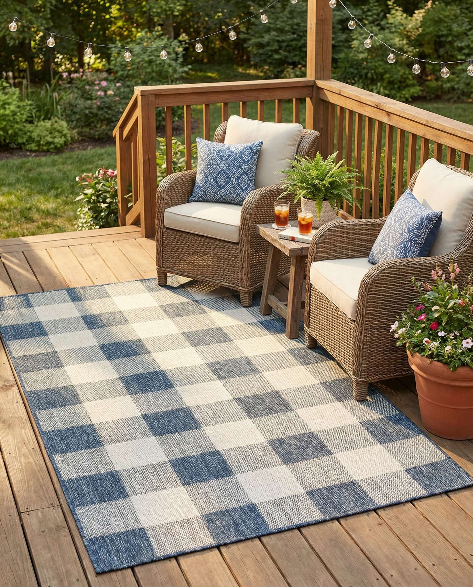 4' x 6' Easy-Clean Checkered Indoor / Outdoor Rug