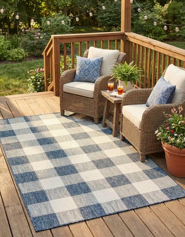 4' x 6' Easy-Clean Checkered Indoor / Outdoor Rug