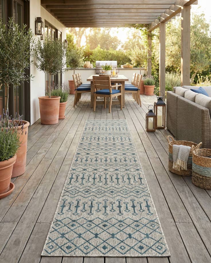 Detail image of 2' x 12' Easy-Clean Trellis Indoor / Outdoor Runner Rug