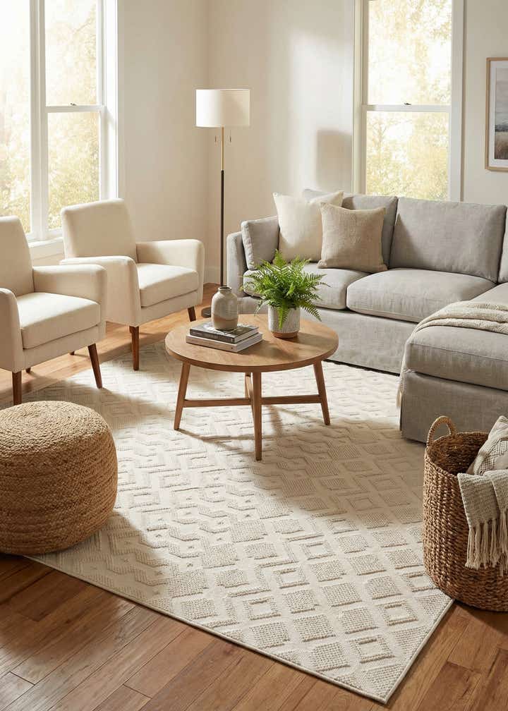 7' 10 x 10' Easy-Clean Trellis Textured Indoor / Outdoor Rug