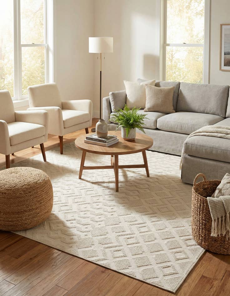 Detail image of 7' 10 x 10' Easy-Clean Trellis Textured Indoor / Outdoor Rug