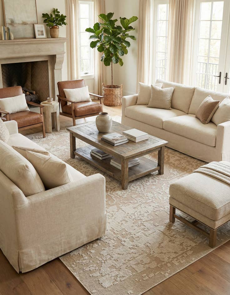 Detail image of  10' x 14' 1  Washable Traditional Indoor / Outdoor Rug