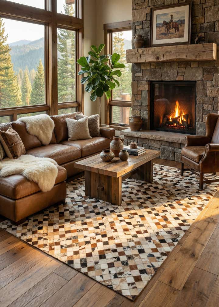 5' x 8' Cowhide Leather Rug