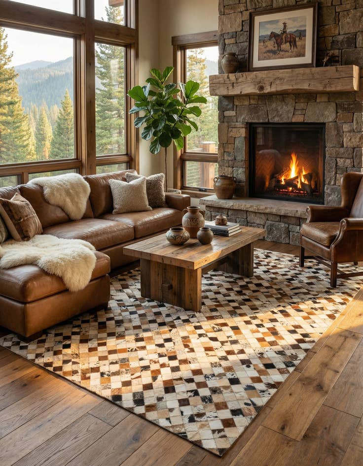 Detail image of 5' x 8' Cowhide Leather Rug