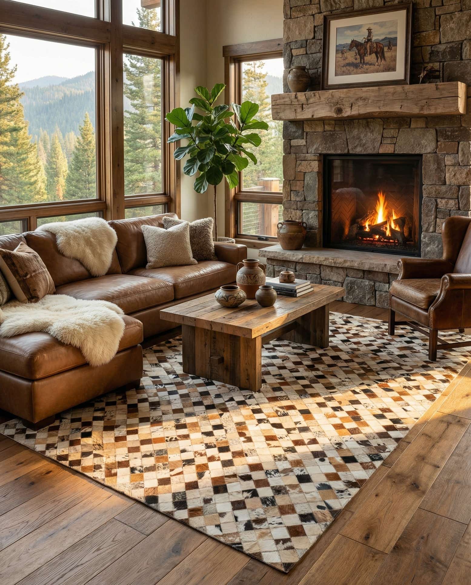 5' x 8' Cowhide Leather Rug