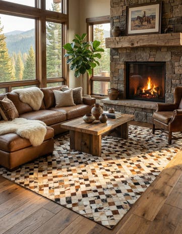 5' x 8' Cowhide Leather Rug