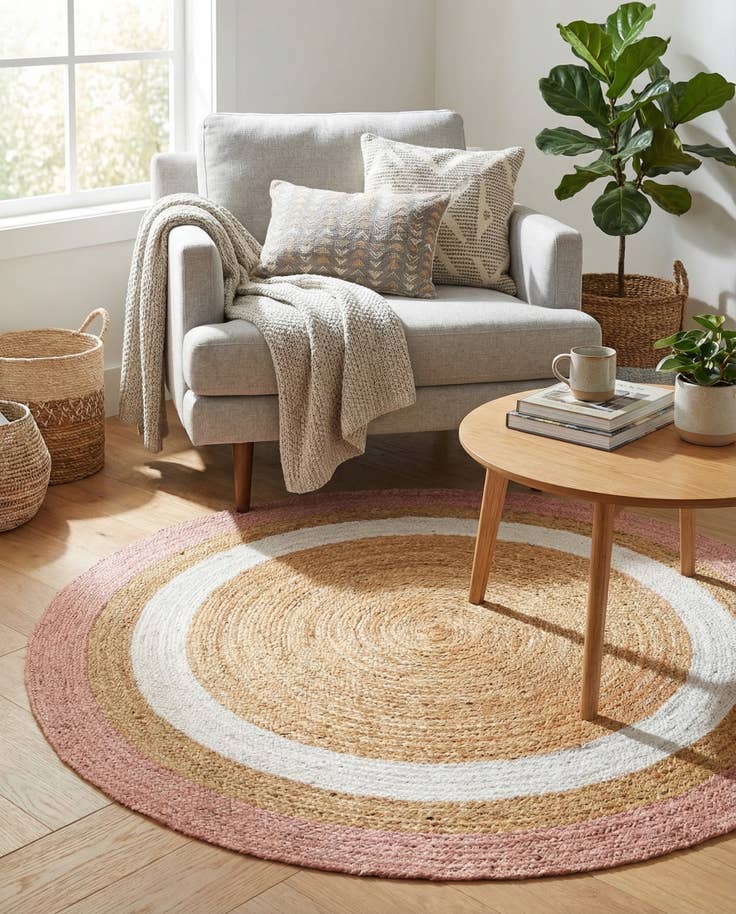 Detail image of 5' 1 x 5' 1 Handmade Braided Jute Round Rug