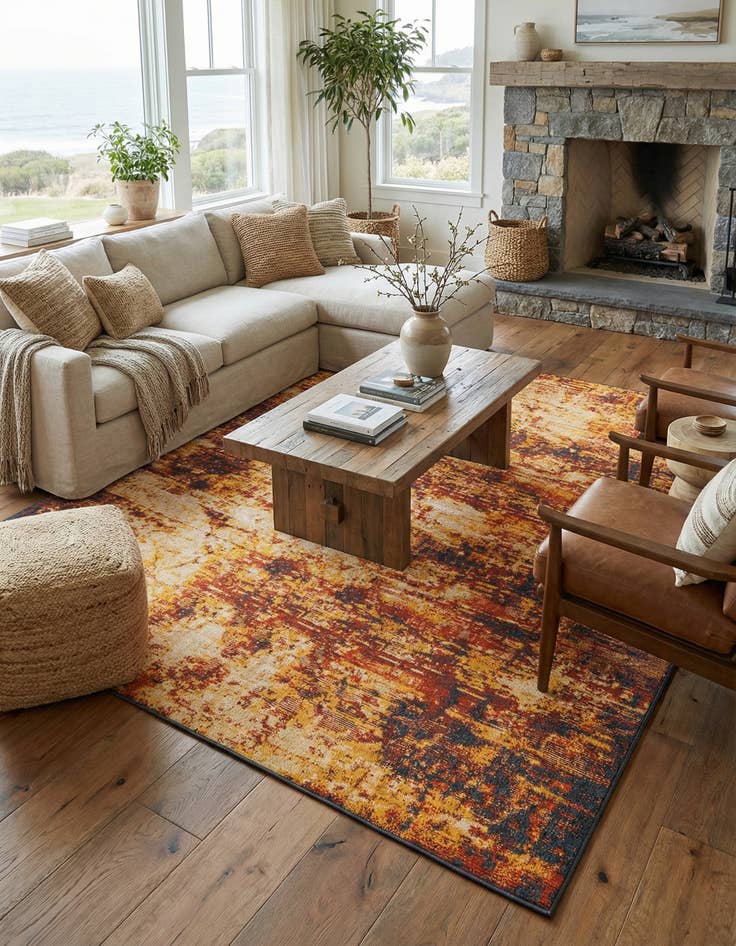 Detail image of 9' x 12'  Washable Coastal Indoor / Outdoor Rug