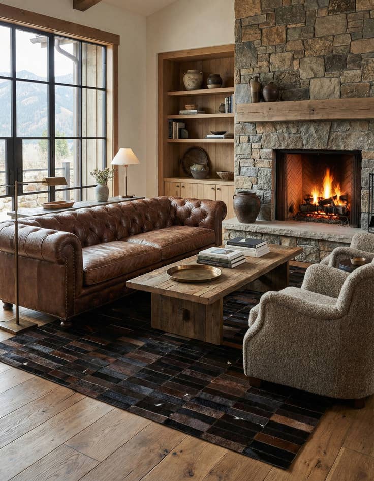 Detail image of  4' 11 x 8' Cowhide - Patchwork Rug